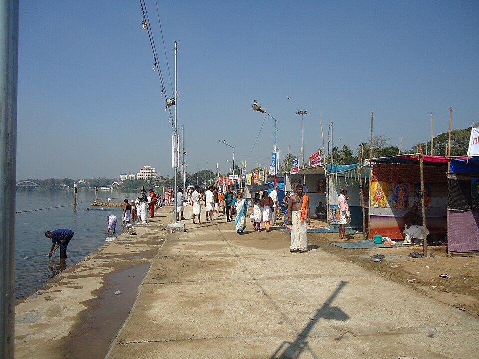 Thousands of devotees performing Bali Tharpanam at Aluva Manappuram on the banks of the Periyar river during Karkidaka Vavu Bali in Kerala