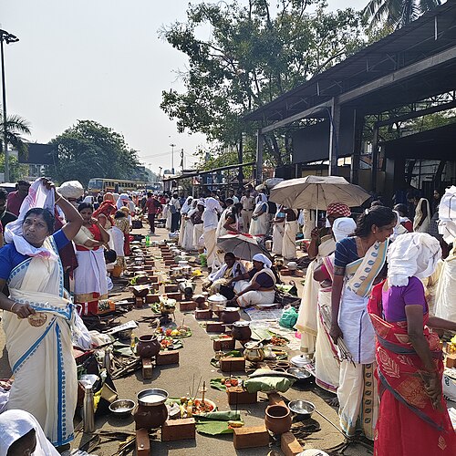 Attukal Pongala — millions of women cooking rice porridge on open fires as offering to Attukal Bhagavathy in Thiruvananthapuram Kerala