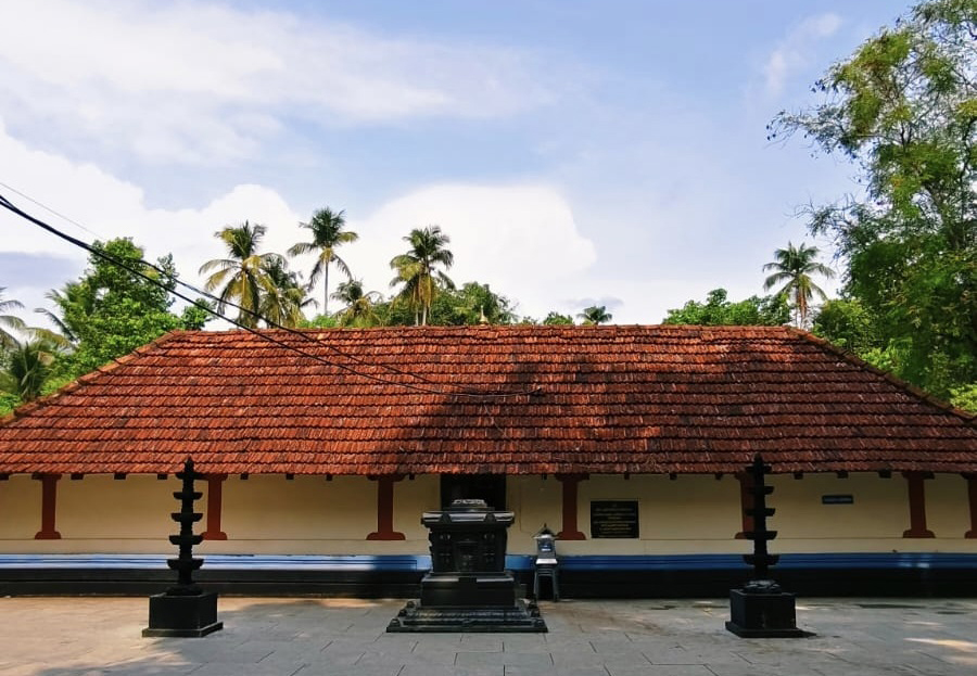 Interior shrine of Chandanakkavu Temple, Malappuram — the ancient deity installation in the sacred grove