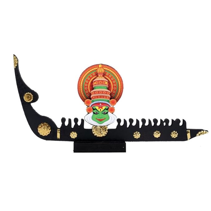 Kathakali figurine with Kerala snake boat — traditional Kerala cultural gifts available on Amazon