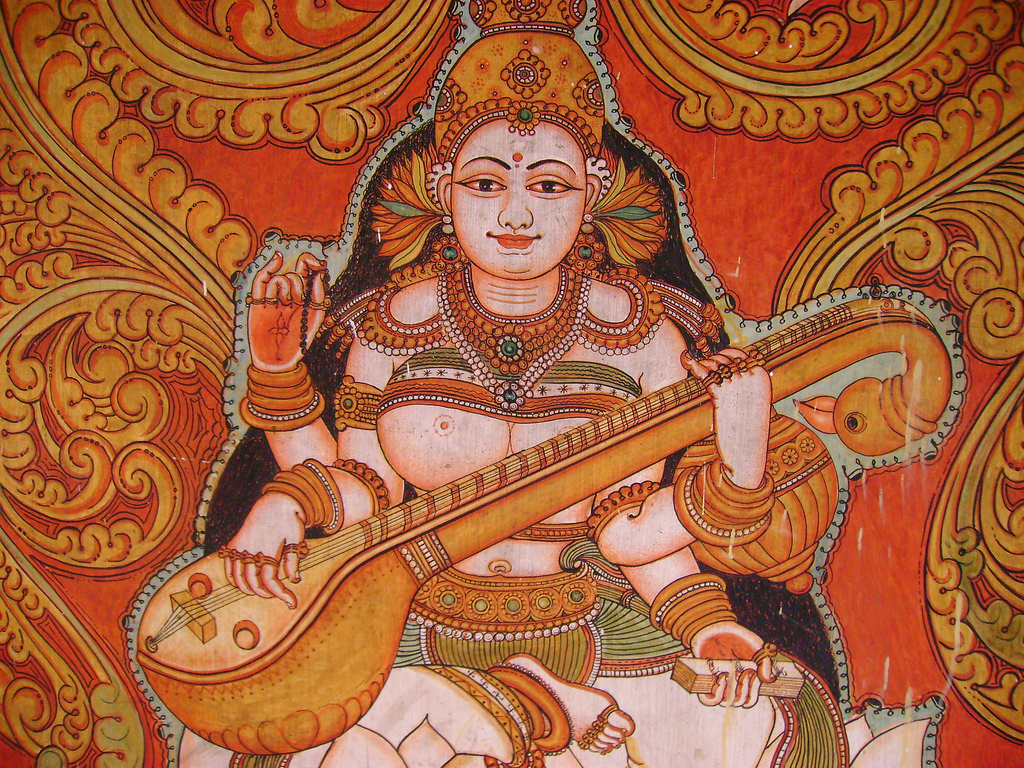Traditional mural painting from Sree Mookambika Temple, Kollur